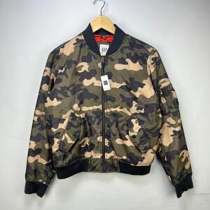 Gap Camo Flight Bomber Jacket Zip Up Medium Brand New